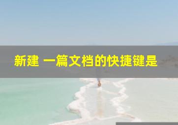 新建 一篇文档的快捷键是